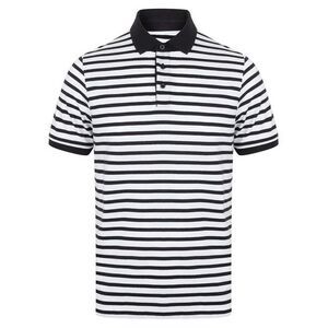 Front Row Unisex Adult Striped Jersey Polo Shirt / White/Navy